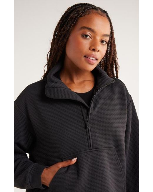 Zella Black Textured Half Zip Pullover