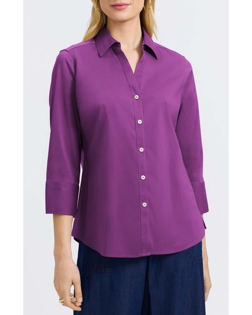 Foxcroft Purple Mary Button-Up Blouse