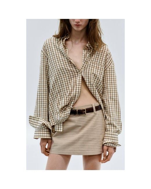 Mango Natural Checked Cotton Shirt