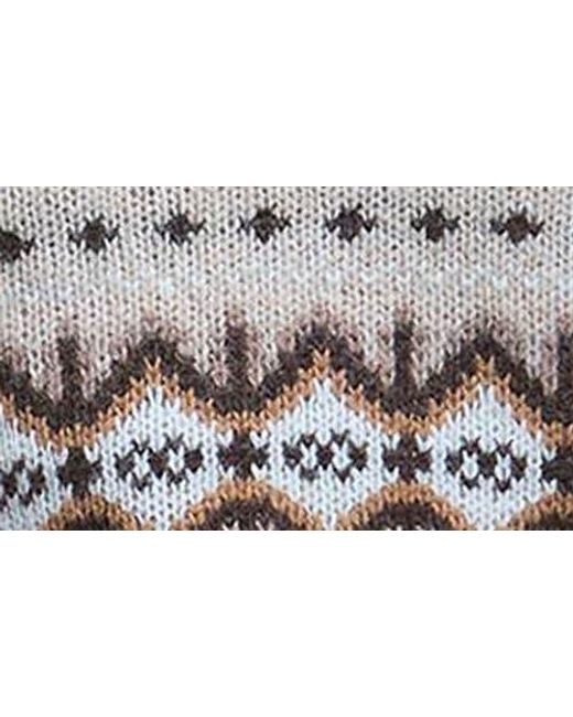 Barbour Gray Helen Fair Isle Wool Blend Turtleneck Tunic Sweater