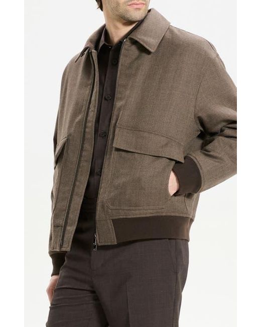Theory Brown Virgin Wool Modern Aviator Jacket for men