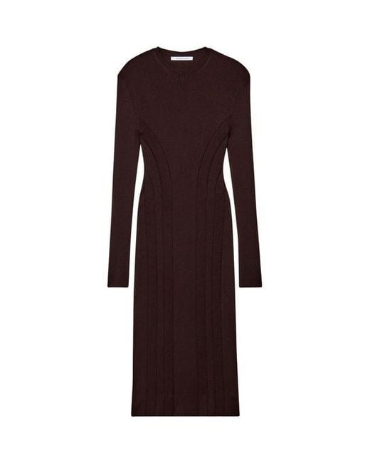 Another Tomorrow Rib Knitwear Dress in Black | Lyst Another Tomorrow Rib Knitwear Dress in Black | Lyst
