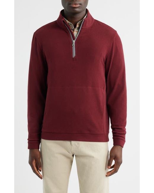 Scott Barber Red Mock Neck Stretch Fleece Half Zip Pullover for men