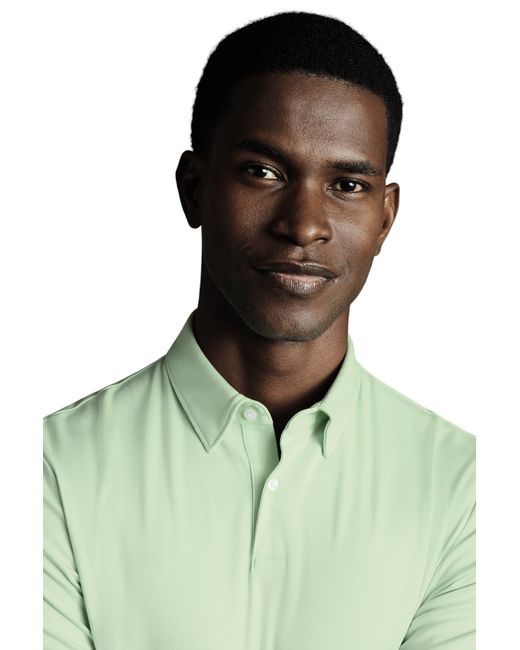 Charles Tyrwhitt Green Plain Short Sleeve Jersey Polo for men