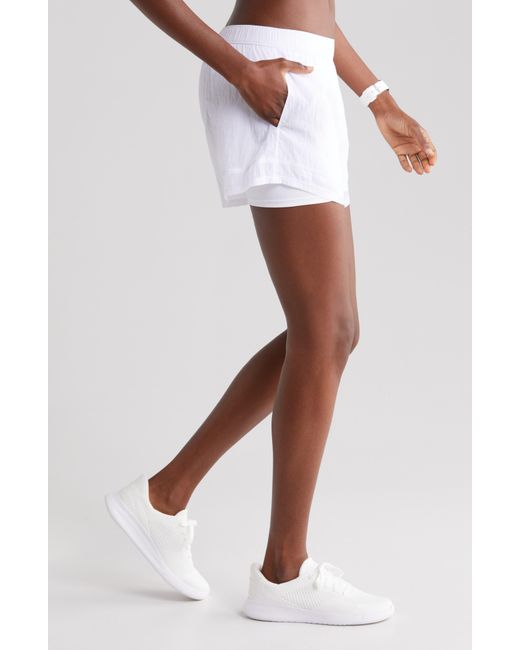Zella White Expression Double Sheer Shorts