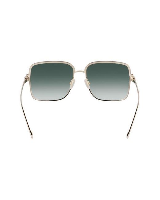Ferragamo Green Gancini 57Mm Modified Rectangular Sunglasses