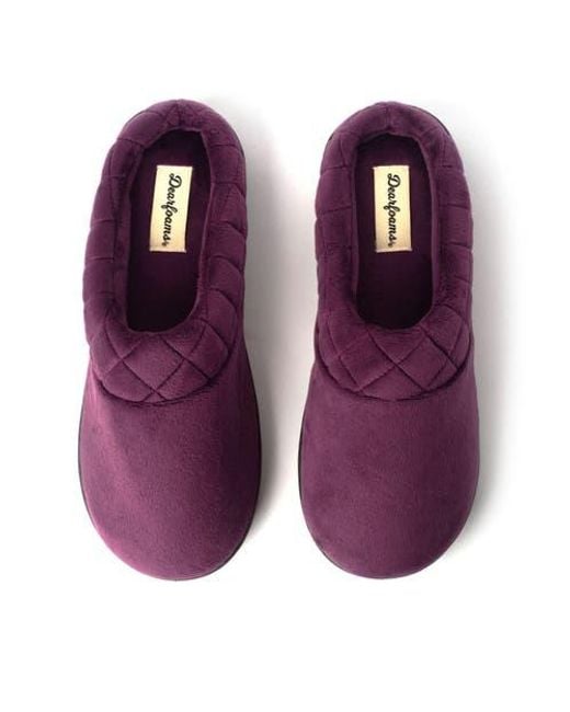 Dearfoams Red Darcy Quilted Cuff Velour Clog Slipper