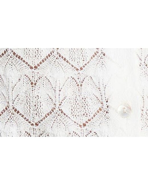 Vince White Open Stitch Cotton Cardigan