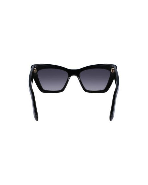 Ferragamo Black 55mm Gradient Rectangular Sunglasses