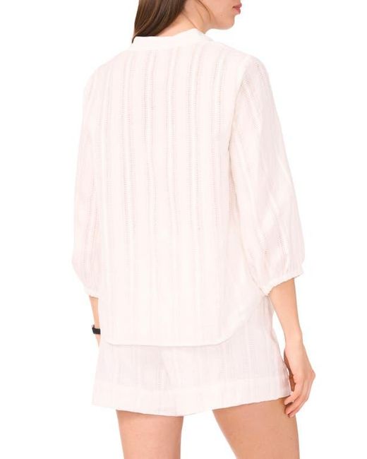 Halogen® White Cotton Button-Up Top