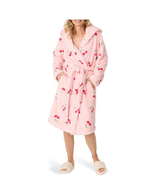Pj Salvage Pink Cheery Print Hooded Robe