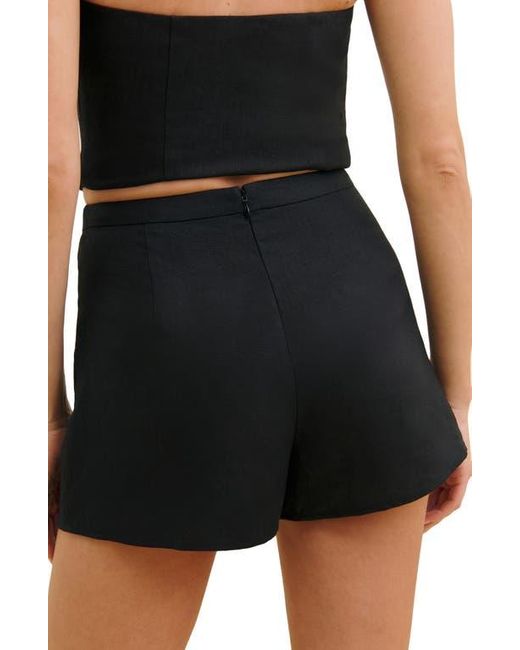 Reformation Black Clover Linen Wrap Miniskort