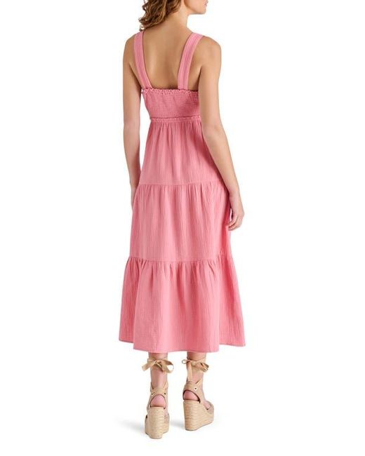 Steve Madden Pink Amira Tiered Cotton Midi Dress