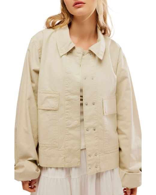 Free People Natural Suzy Cotton & Linen Jacket