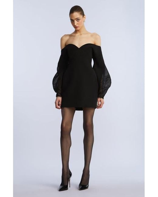 BCBGMAXAZRIA Women's Black Lace Detail Cocktail Dress