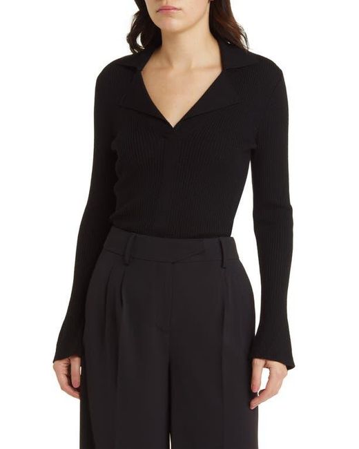 Kobi Halperin Black Collar Wool Rib Sweater