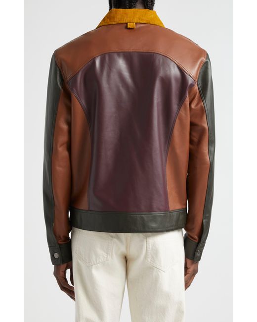 Nicholas Daley Brown Rebel Paneled Leather Jacket for men