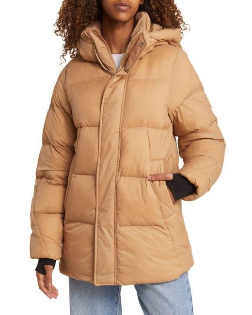 Halfdays Brown Tabei Recycled Nylon Puffer Parka With Removable Hood