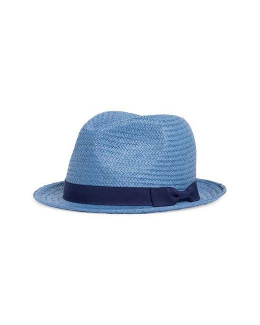 Nordstrom Blue Packable Straw Fedora for men