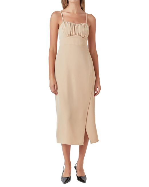 Endless Rose Natural Ruched Bust Midi Dress