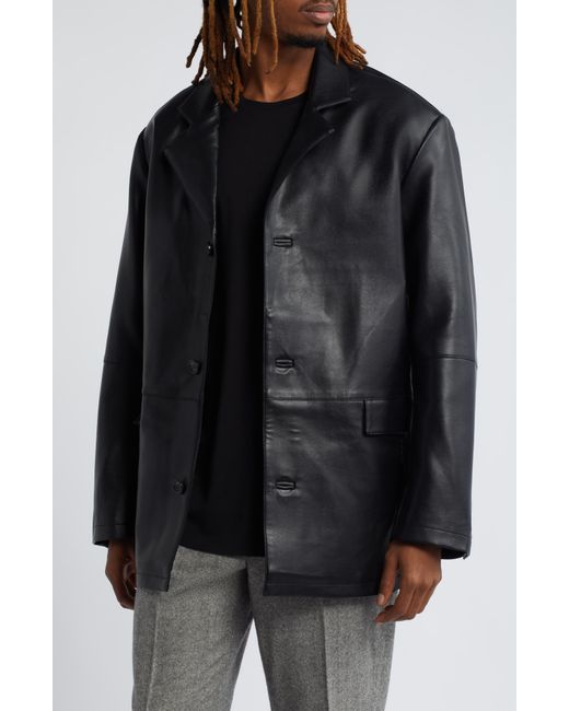 Topman Black Faux Leather Blazer for men