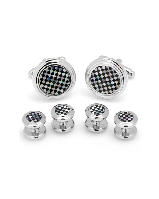 Cufflinks Inc. Black Onyx & Mother-Of-Pearl Shirt Studs & Cuff Links for men
