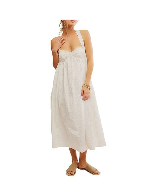 Free People Natural Poppy Cotton Seersucker Midi Dress