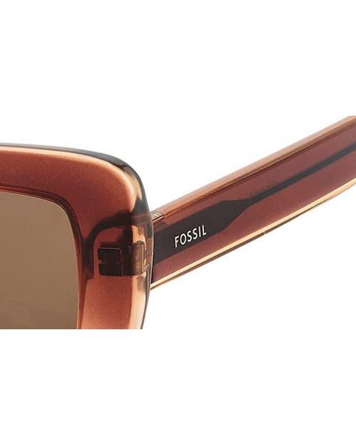 Fossil Brown 52Mm Gradient Rectangular Sunglasses