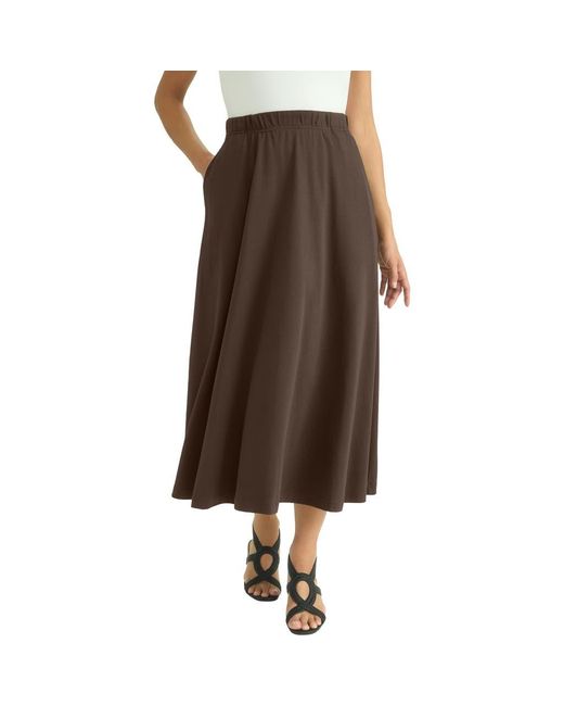 Jessica London Brown Soft Ease Midi Skirt
