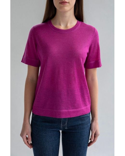 SSKEIN Purple Crew Neck Sweater Tee