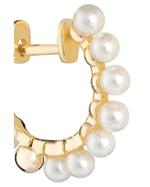 ATHRA LUXE Metallic Freshwater Pearl Hoop Earrings