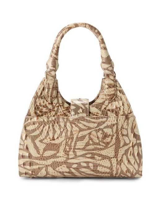 Brahmin Brown Adrian Croc Embossed Leather Shoulder Bag