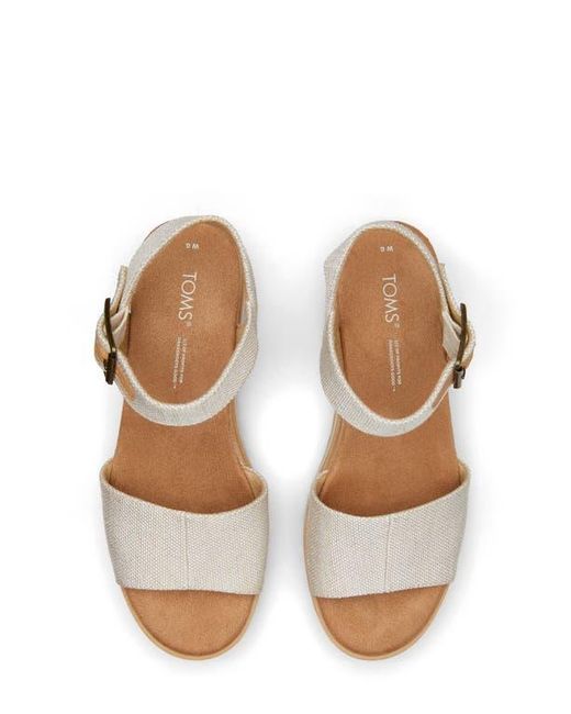 TOMS Metallic Diana Canvas Platforms Wedge Sandals