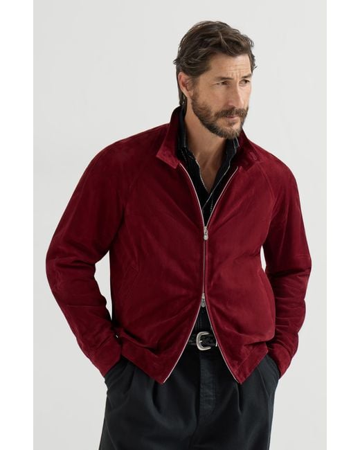 Brunello Cucinelli Red Suede Jacket for men