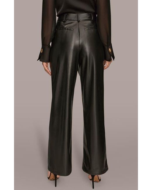 Donna Karan Black Faux Leather Straight Leg Pants