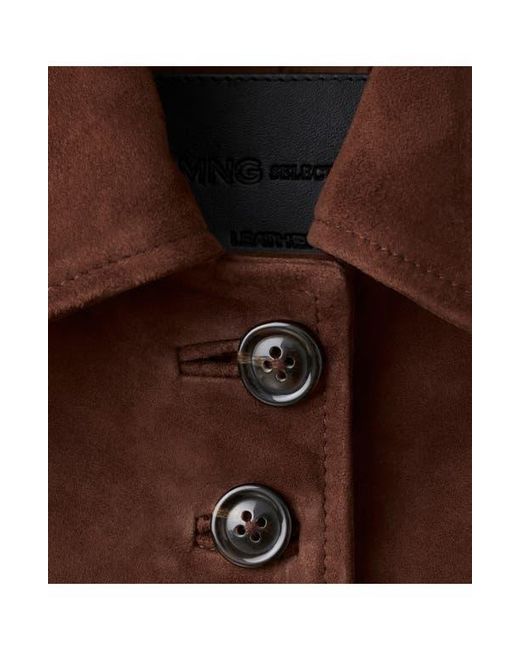 Mango Brown Suede Button Front Crop Jacket