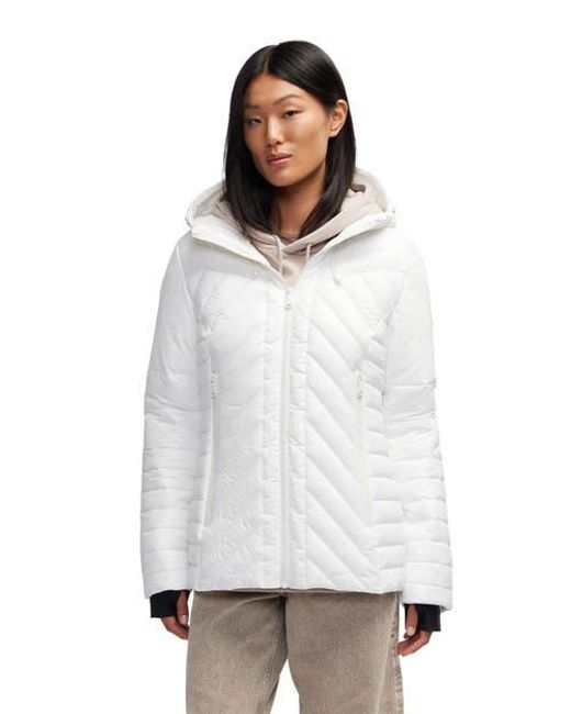 Pajar White Esmay Lightweight Mixed Media Quilted Packable Puffer