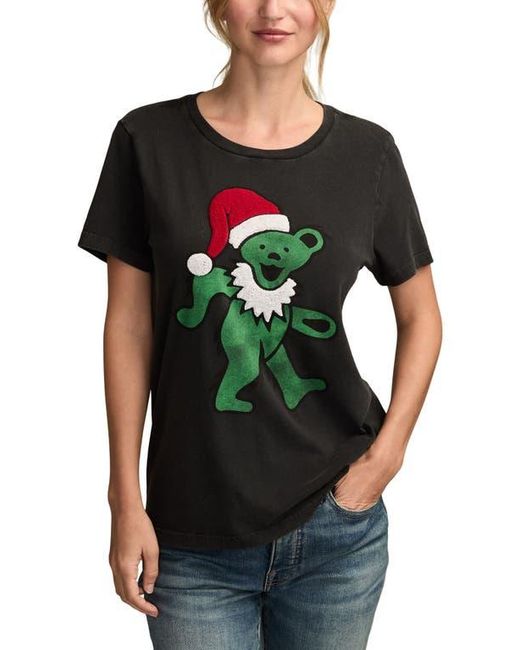 Lucky Brand Black Grateful Dead Santa Bear Cotton Graphic T-Shirt