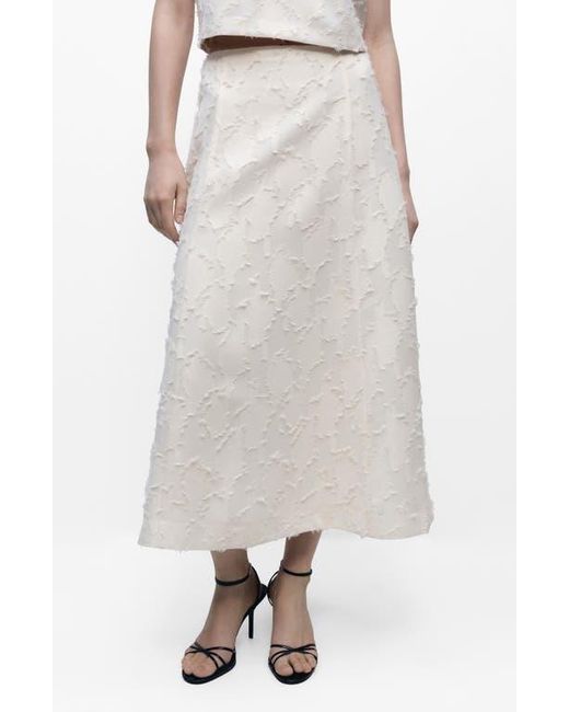 Mango Gray Textured Flare Midi Skirt