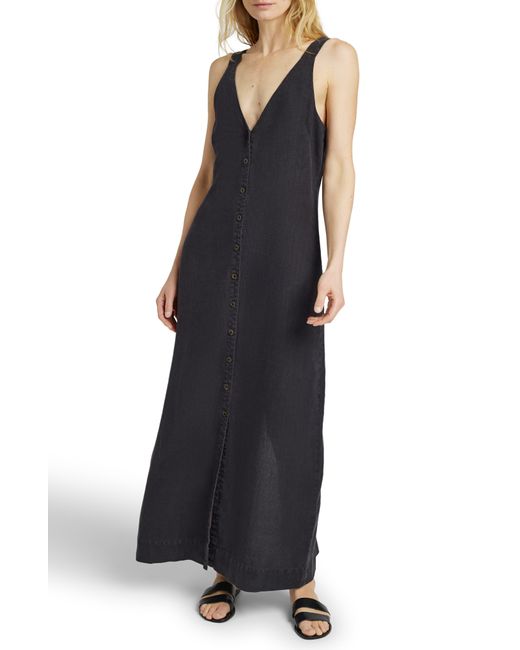 Faherty Brand Black Big Sur Linen Maxi Dress