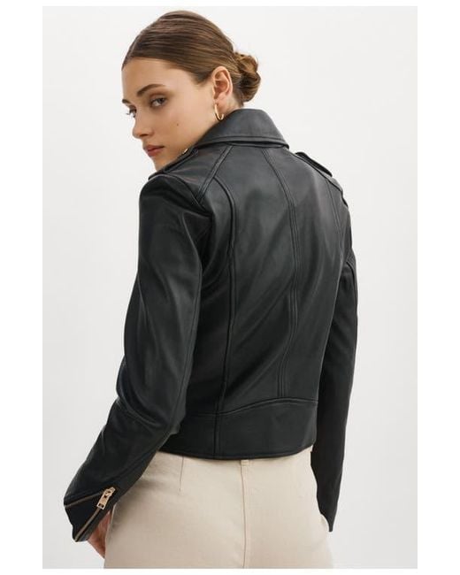 Lamarque Black Iconic Leather Biker Jacket