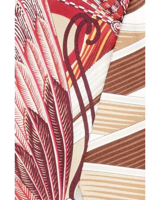 Ferragamo White Giada Print Skinny Silk Scarf