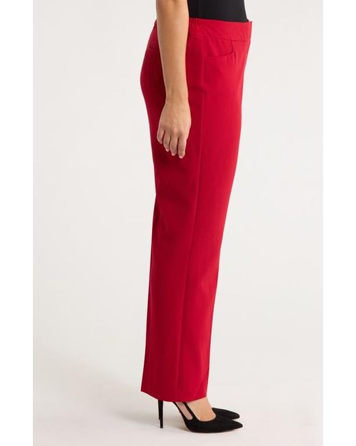 Kasper Red Flat Front Slim Pants
