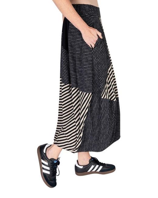 Alembika Black Patchwork Jersey Maxi Skirt