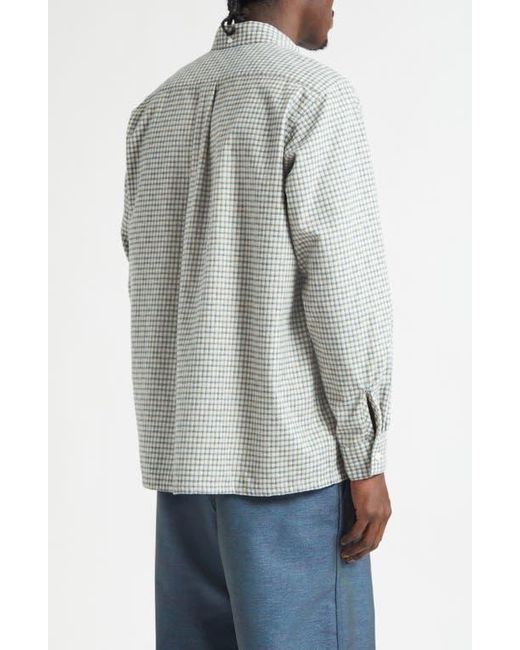 Beams Plus Gray Plaid Dobby Button-Down Shirt for men
