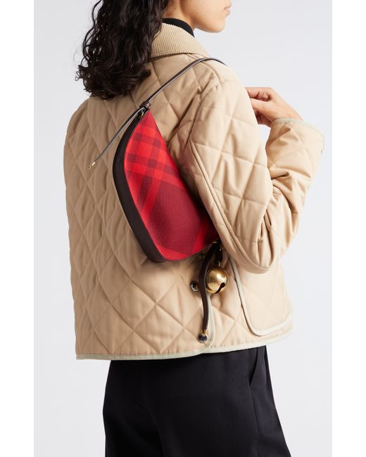 Burberry Red Mini Shield Check Shoulder Bag