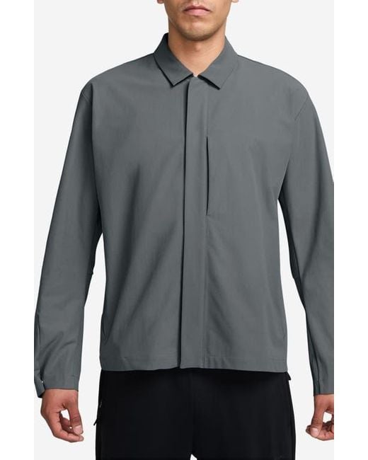 Nike Men's Gray Dri-Fit Perfectstretch Zip-Up Shirt Jacket