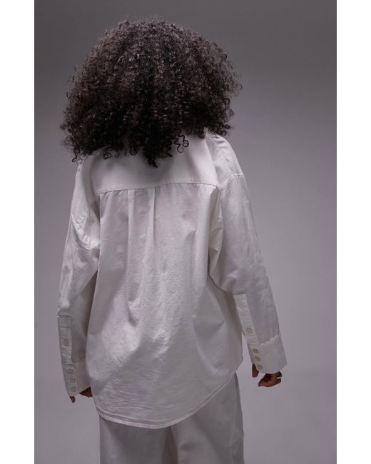 TOPSHOP Gray Beach Cotton & Linen Button-up Cover-up Shirt