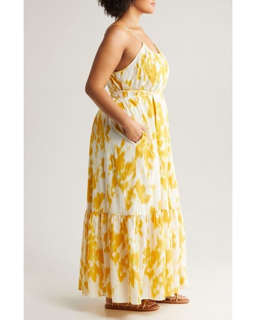 Nordstrom Yellow Tie Back Tiered Maxi Dress