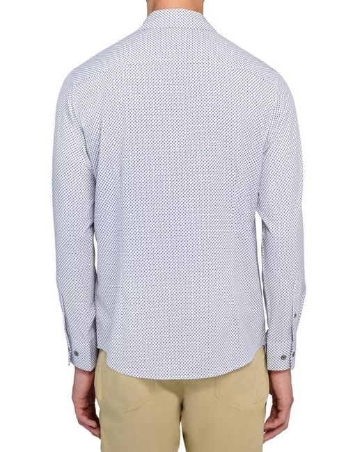 W.r.k. Blue Slim Fit Geometric Print Performance Button-Up Shirt for men